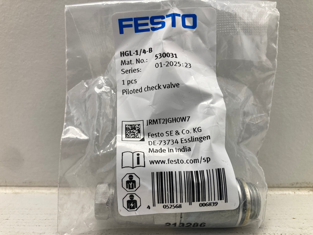 Festo HGL-1/4-B piloted check valve 530031 pneumatic control made in India
