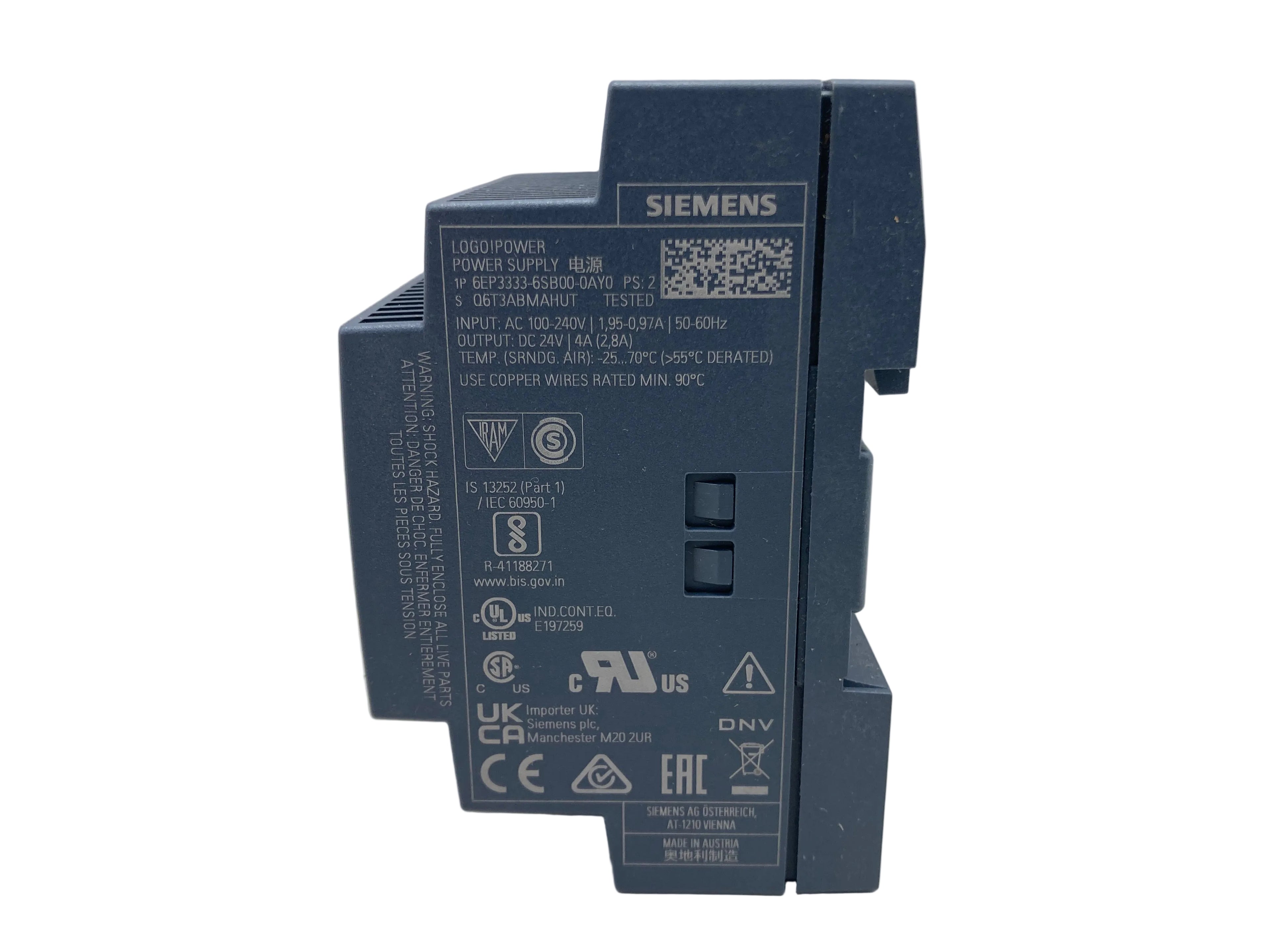 Siemens LOGO!Power 24V 4A Power Supply 6EP3333-6SB00-0AY0 - 96W strømforsyning
