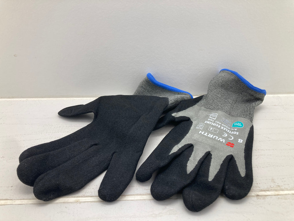 Würth Softflex Ecoline protective gloves size 8 grey knitted with black latex coating OEKO-TEX certified 12 pairs
