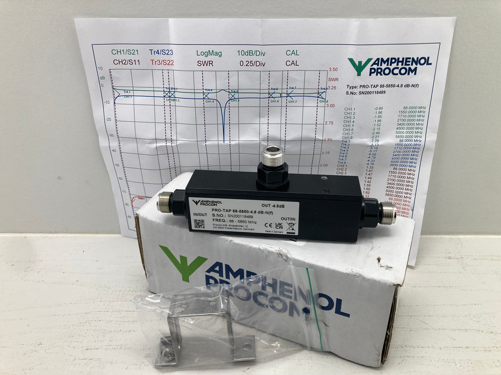 Amphenol Procom PRO-TAP RF directional coupler 88-5850MHz -4.8dB
