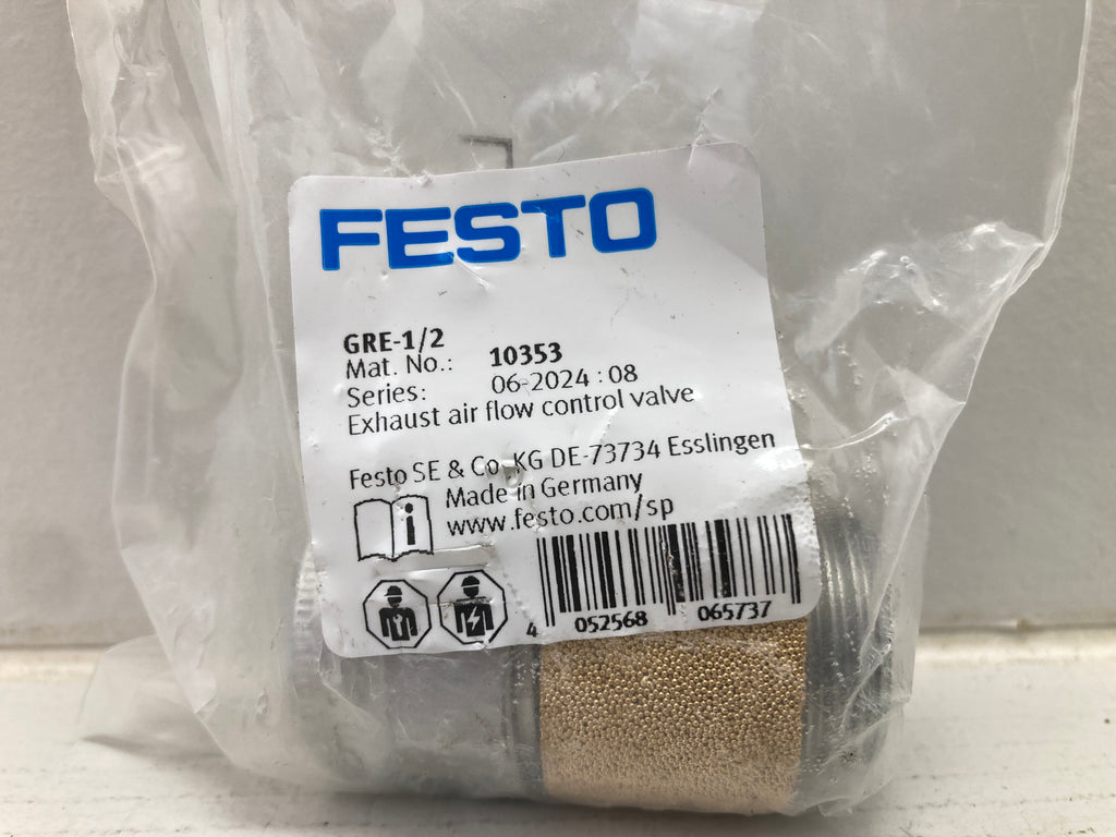 Festo GRE-1/2 exhaust air flow control valve sintered bronze silencer made in Germany
