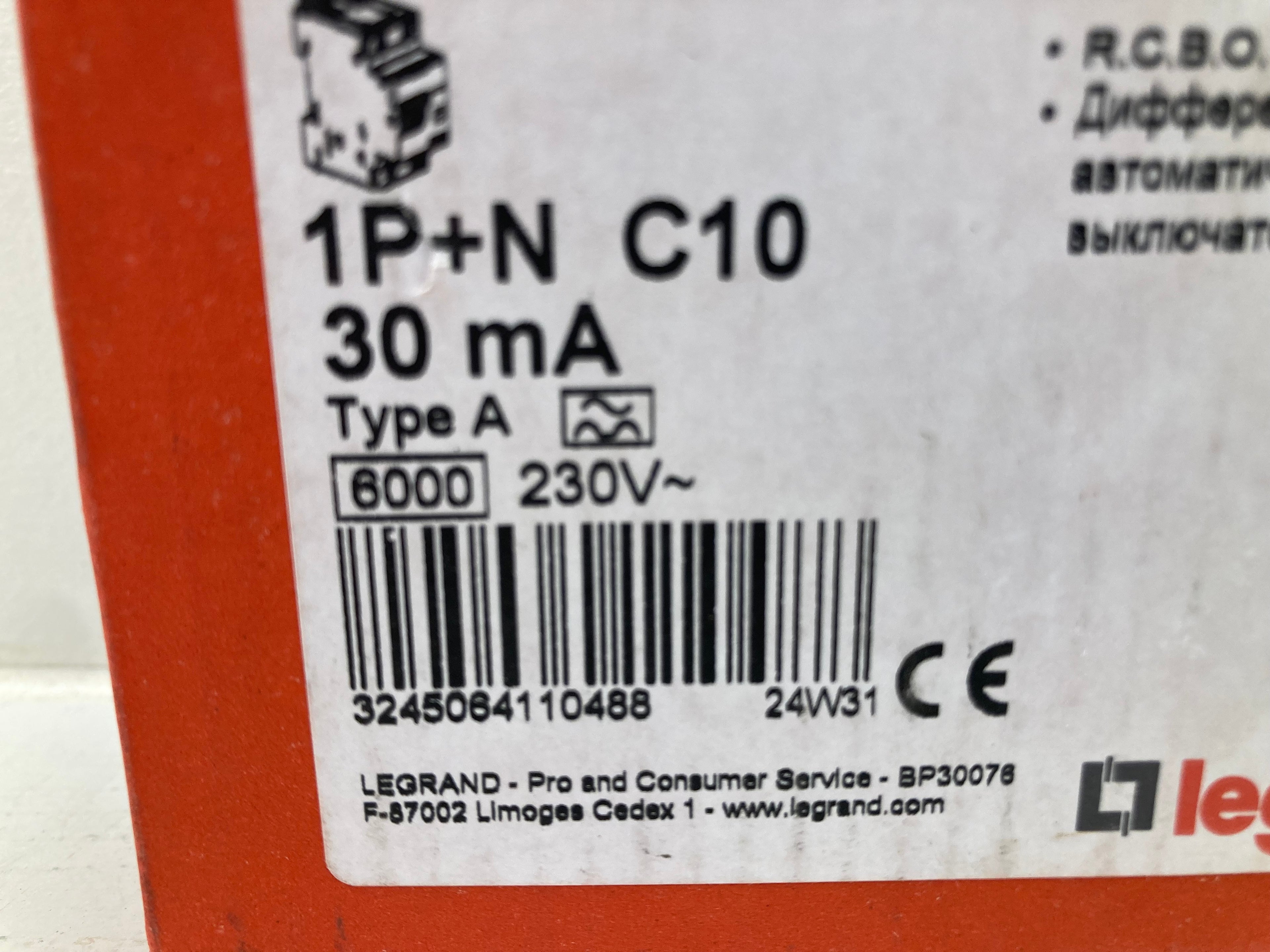 Legrand DX³ RCBO 1P+N C10 30mA Type A 6000A 230V (New)