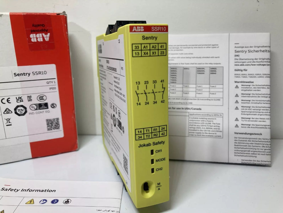 ABB 2TLA010050R0000 Sentry SSR10 safety relay 24V DC for industrial safety applications
