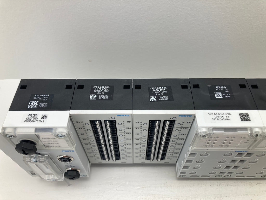 Festo CPX – Komplet Modulrack med 11 Moduler (GE-EV-S, FB37, I/O-moduler + 7× M8-3POL)