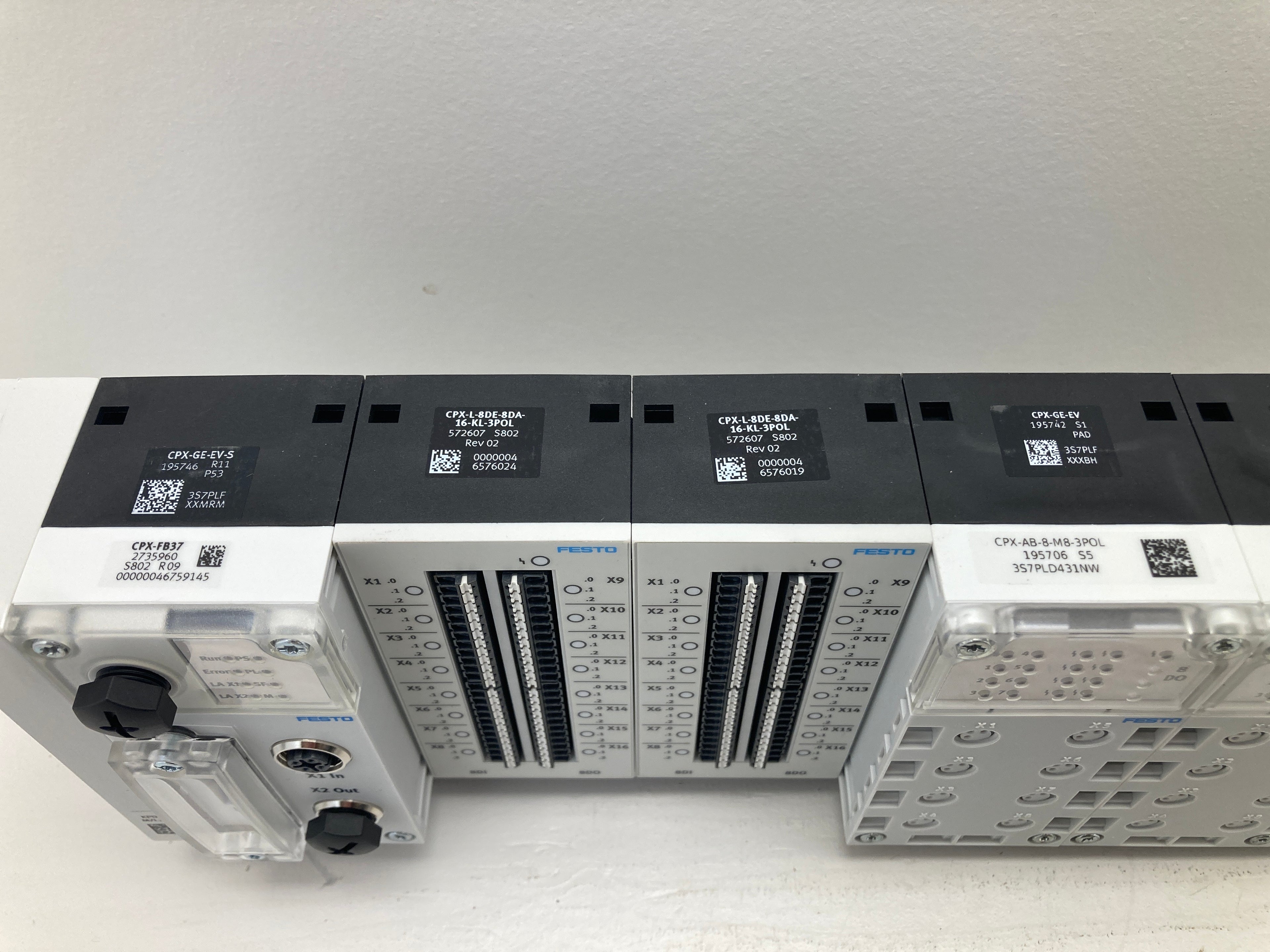 Festo CPX – Komplet Modulrack med 11 Moduler (GE-EV-S, FB37, I/O-moduler + 7× M8-3POL)