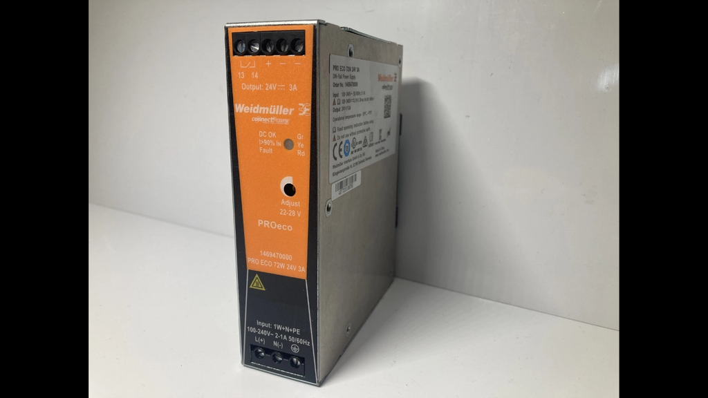 Weidmüller PRO ECO 72W 24V 3A DIN rail power supply 1469470000
