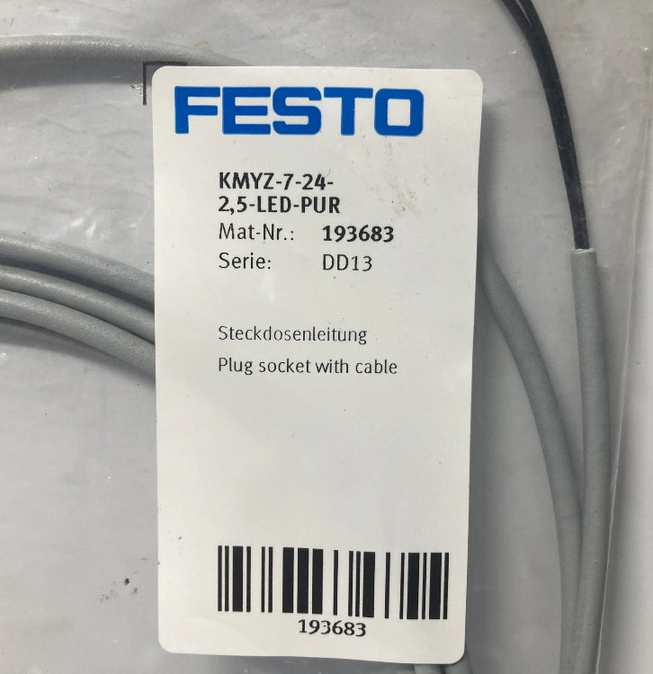 Festo KMYZ-7-24-2,5-LED-PUR 193683 Sensor Cable M12 - 2.5m (New)