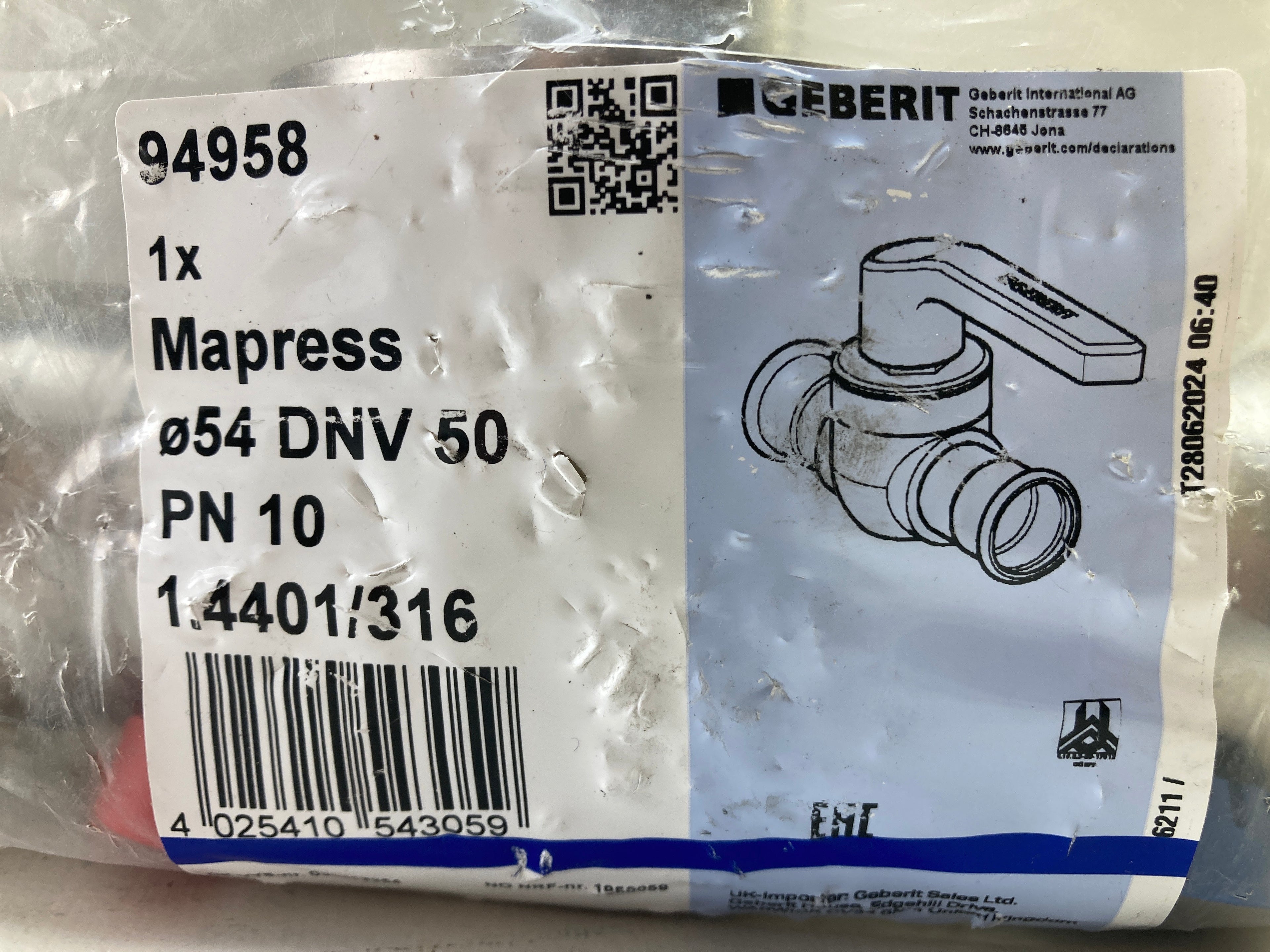 GEBERIT Mapress Ø54 DVN 50 PN10 94958