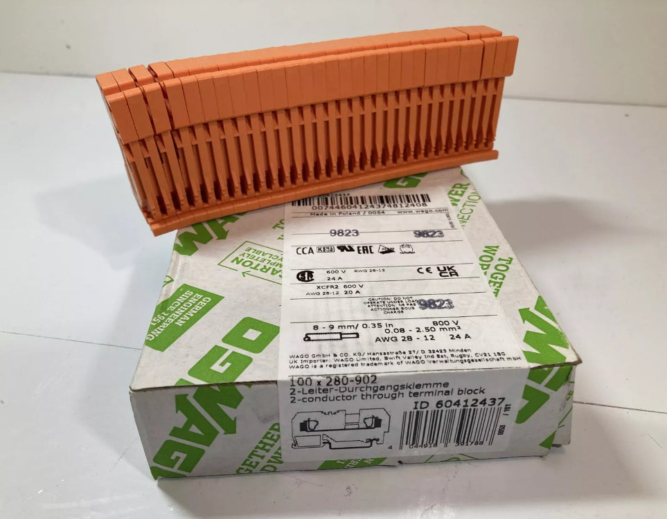 WAGO 280-902 feed through terminal block 2.5mm² with Cage Clamp for DIN rail mounting
