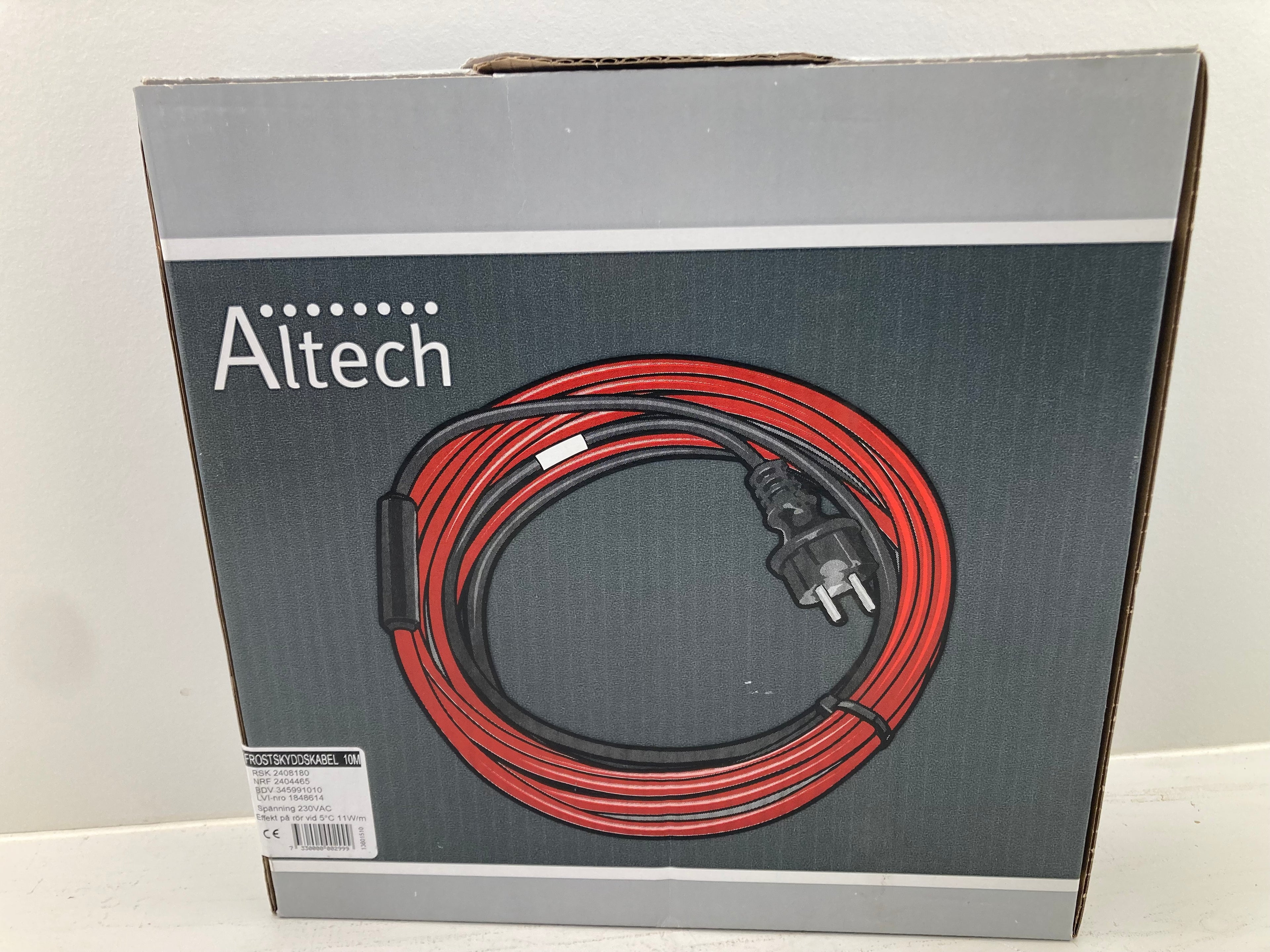 Aitech Frostskyddskabel 10M heating cable 230VAC 11W/m for frost protection of pipes and conduits
