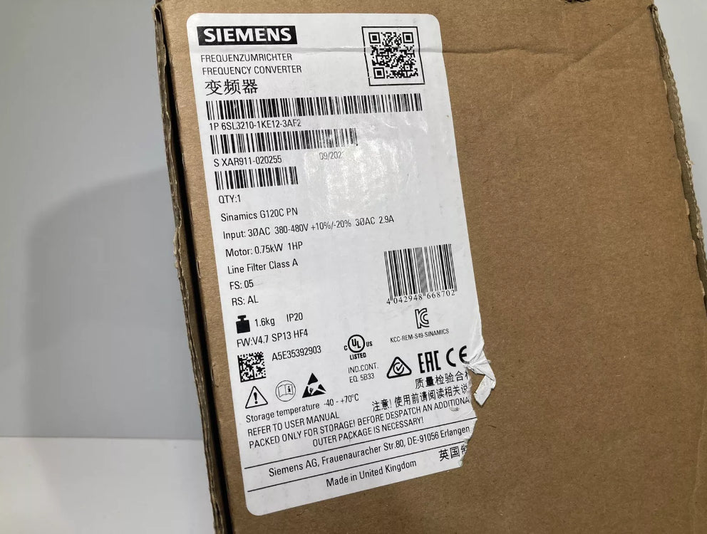 Siemens SINAMICS G120C 3-Phase Infrastructure Converter (6SL3210-1KE12-3AF2)