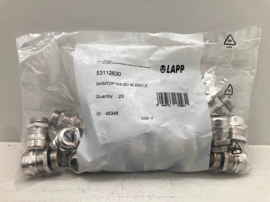 LAPP SKINTOP MS-SC-M 20x1,5 Cable Glands - 25 stk. nikkelbelagt messing kabelforskruninger
