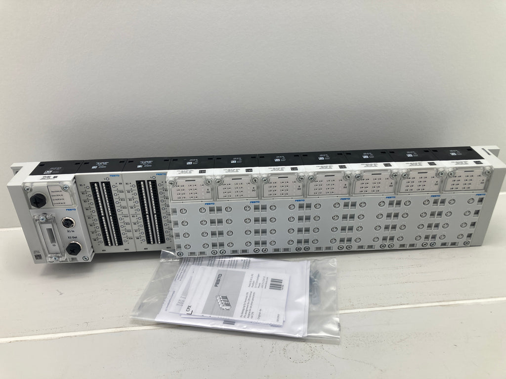 Festo CPX – Komplet Modulrack med 11 Moduler (GE-EV-S, FB37, I/O-moduler + 7× M8-3POL)