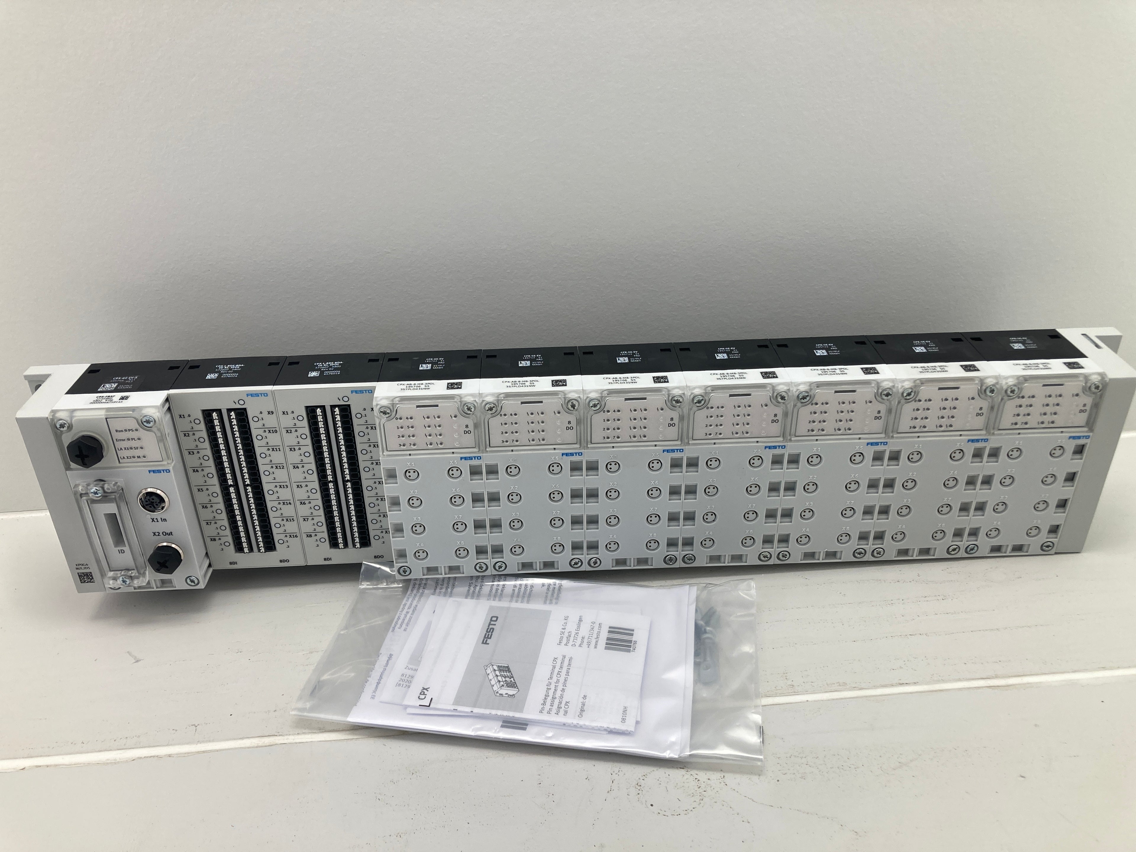 Festo CPX – Komplet Modulrack med 11 Moduler (GE-EV-S, FB37, I/O-moduler + 7× M8-3POL)