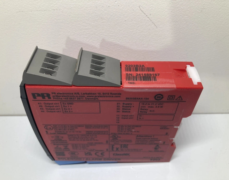 PR 9203B2A solenoid and alarm driver DIN rail with Ex and SIL2 certification for hazardous areas
