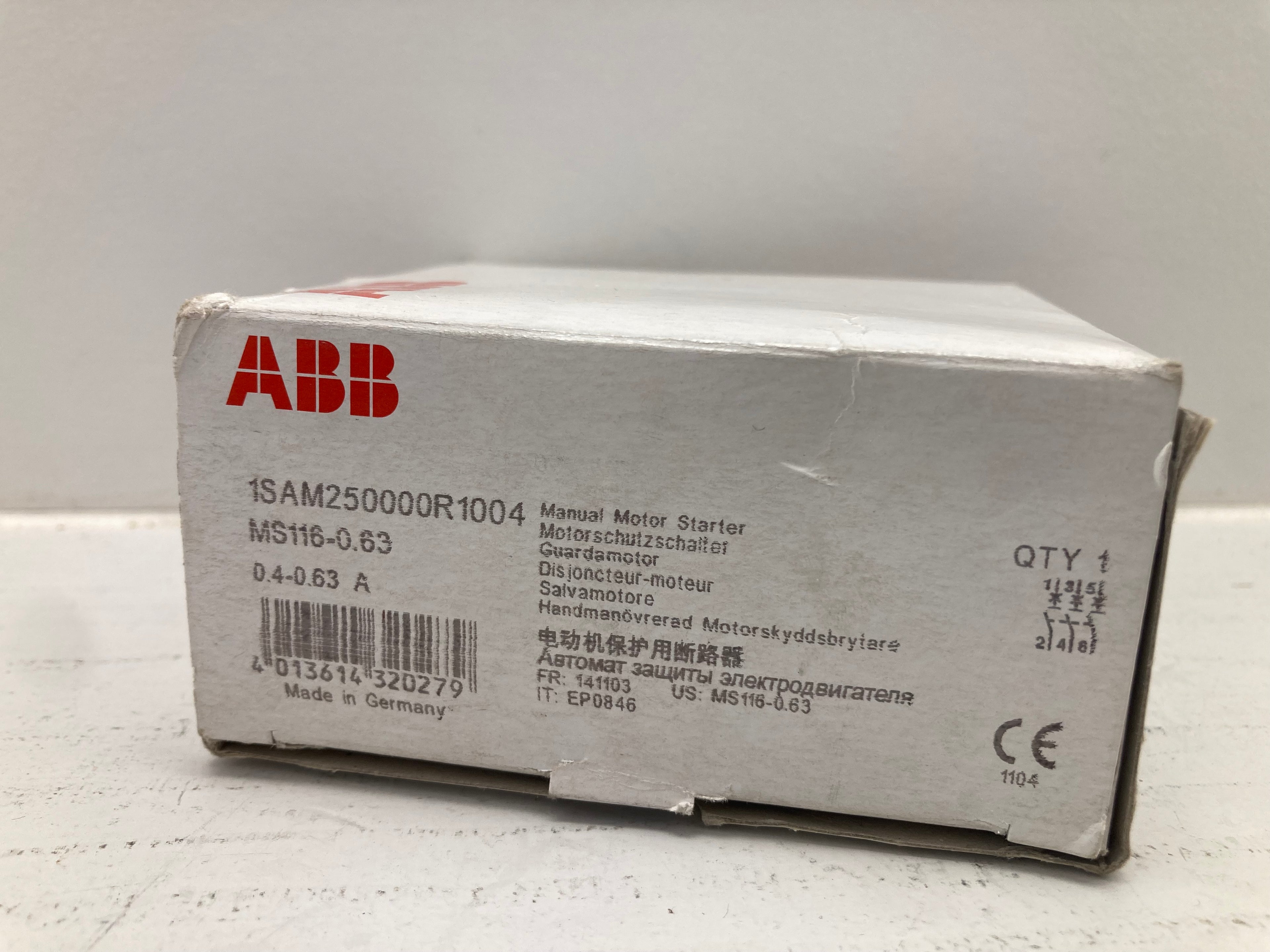 ABB MS116-0,63 Manual Motor Starter 1SAM250000R1004 - 0,4-0,63A motorskyddsbrytare
