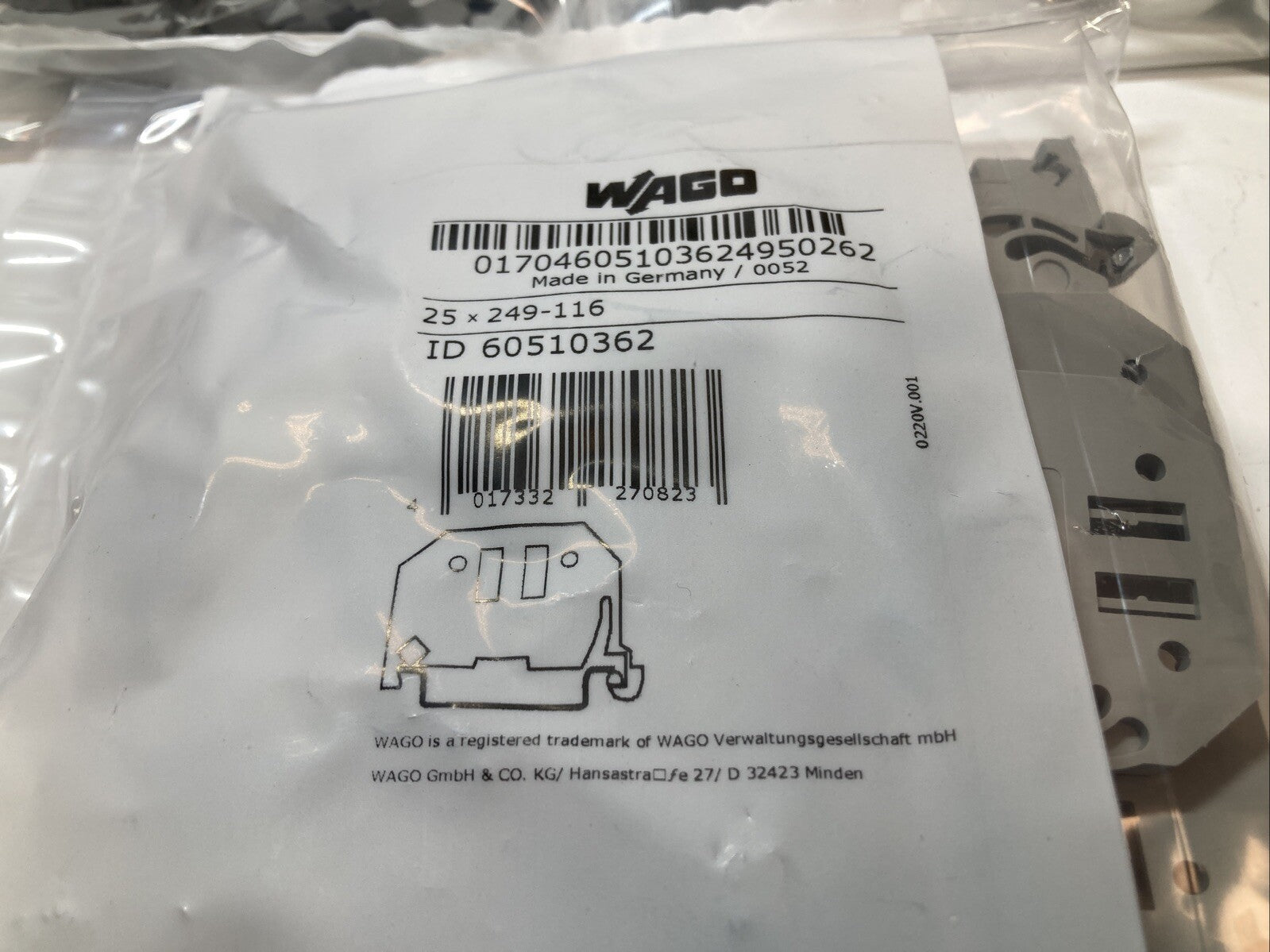 Wago 249-116 Pack of 100pcs. Screwless End Stop 6mm for DIN-Rail. Fast Shipping