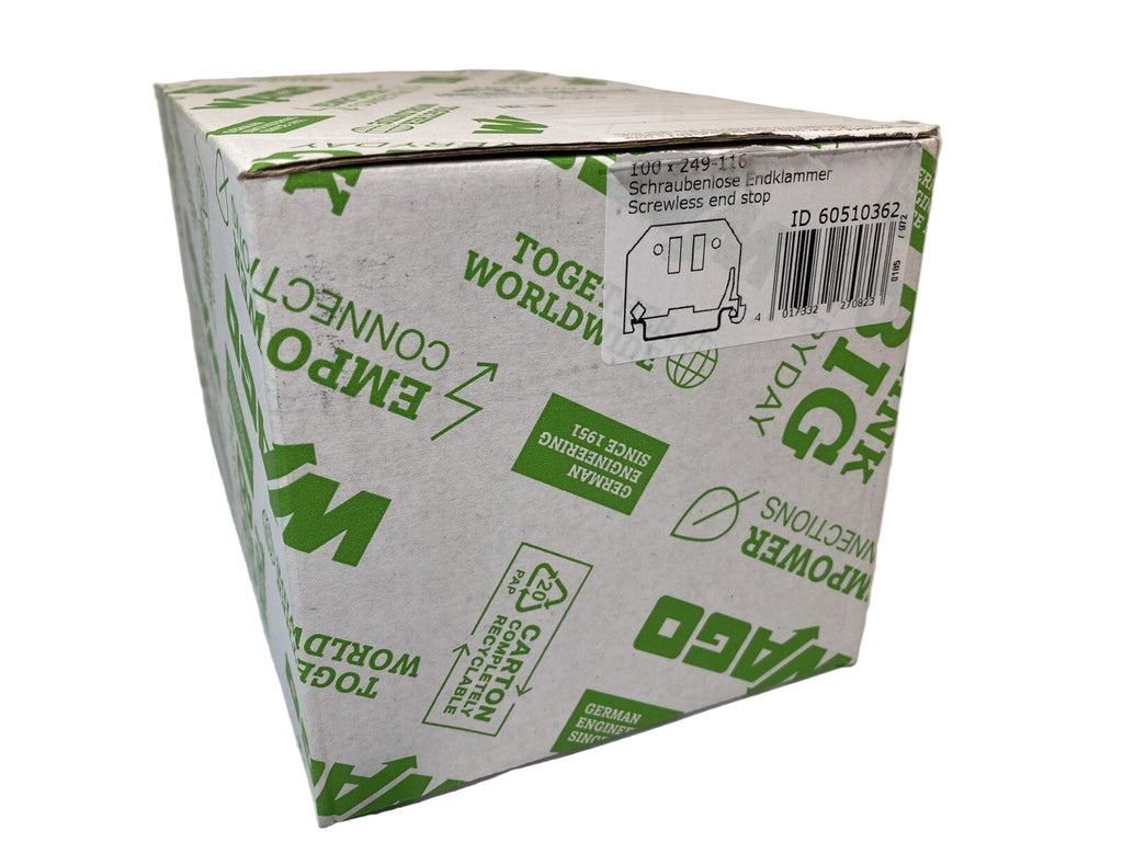 Wago 249-116 Pack of 100pcs. Screwless End Stop 6mm for DIN-Rail. Fast Shipping