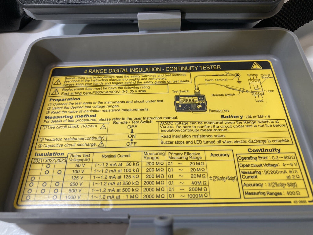 Kyoritsu KEW 3021A Insulation - Continuity Tester 1000V 500V 250V 125V Fast Ship