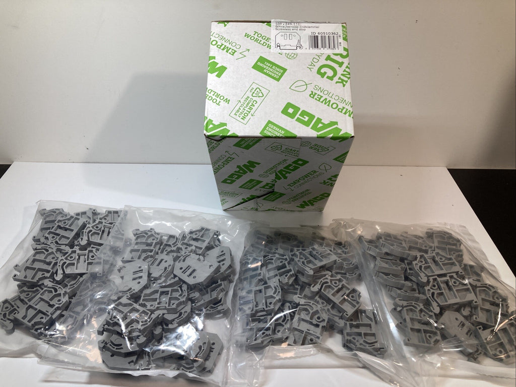 Wago 249-116 Pack of 100pcs. Screwless End Stop 6mm for DIN-Rail. Fast Shipping