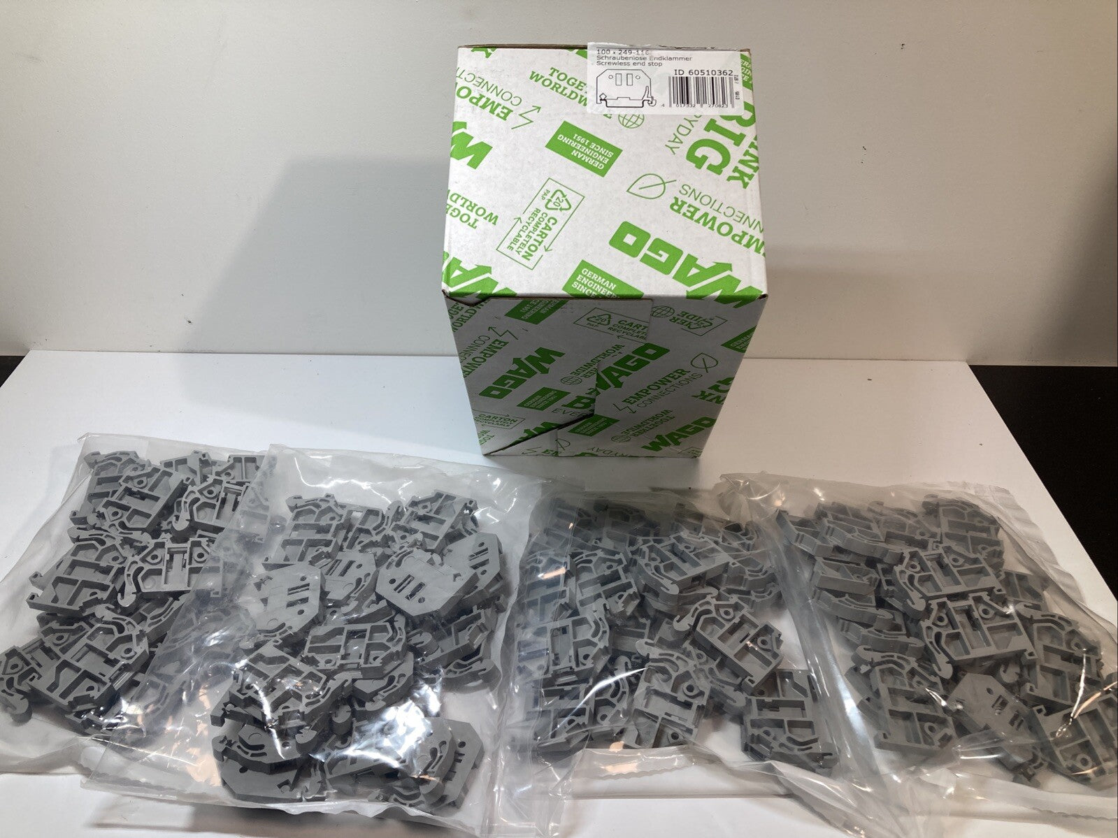 Wago 249-116 Pack of 100pcs. Screwless End Stop 6mm for DIN-Rail. Fast Shipping