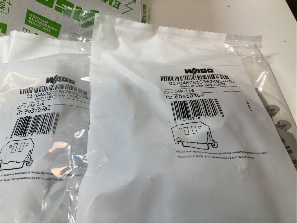 Wago 249-116 Pack of 100pcs. Screwless End Stop 6mm for DIN-Rail. Fast Shipping