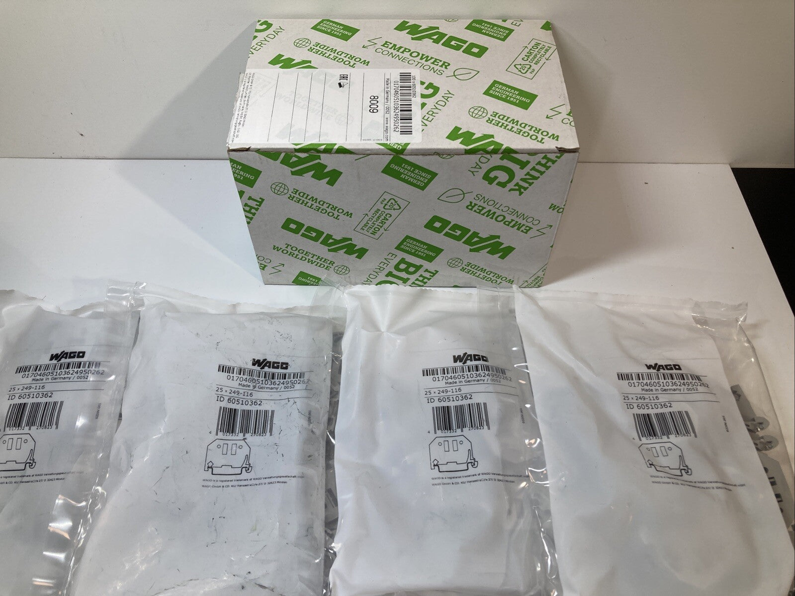 Wago 249-116 Pack of 100pcs. Screwless End Stop 6mm for DIN-Rail. Fast Shipping