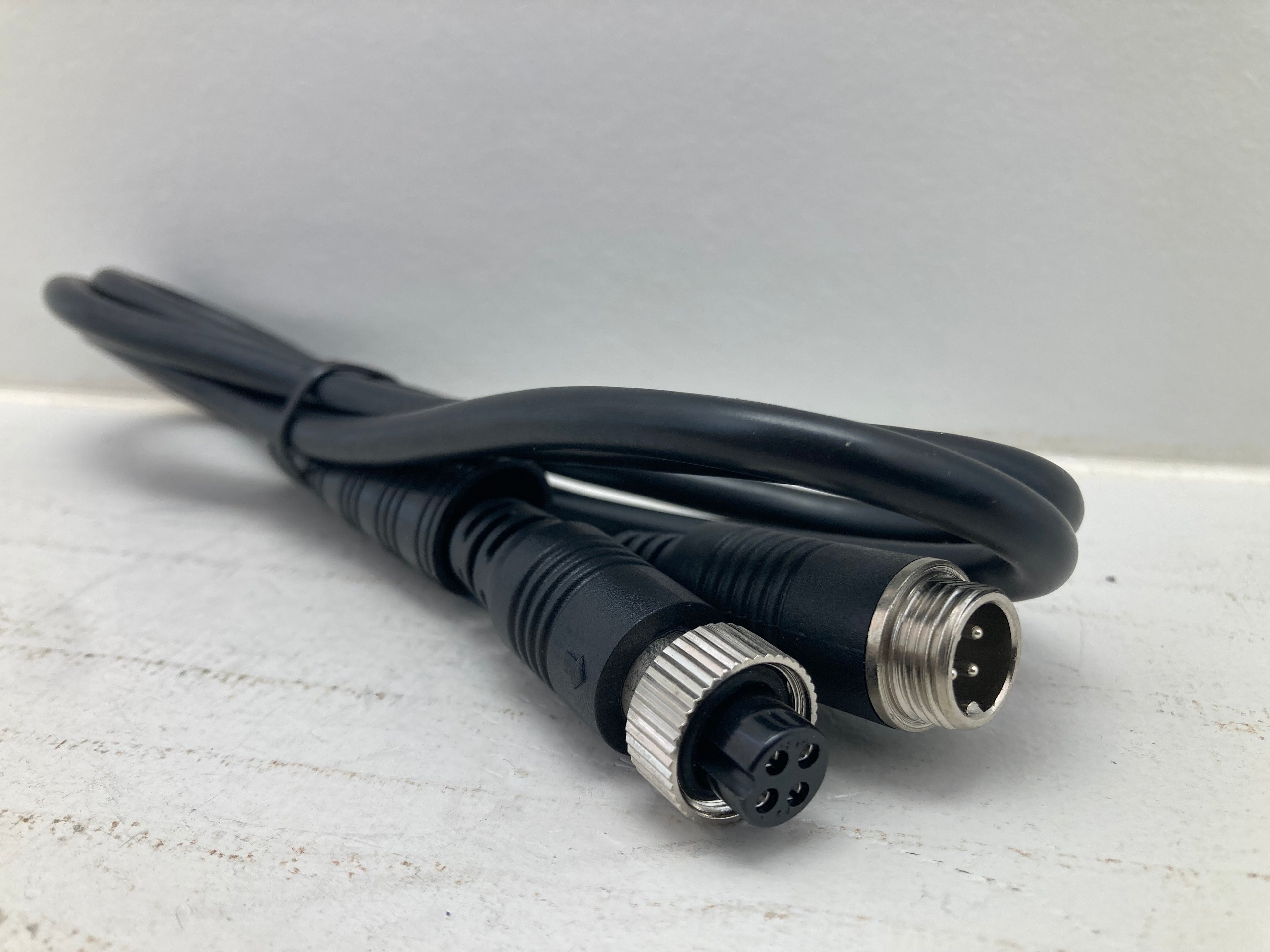 M12 4-pin sensor cable male to female 1m black PUR cable for industrial sensors and automation

