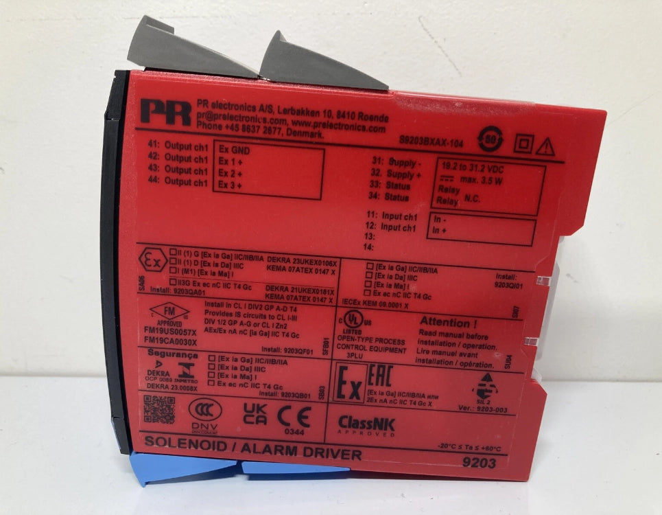 PR 9203B2A solenoid and alarm driver DIN rail with Ex and SIL2 certification for hazardous areas
