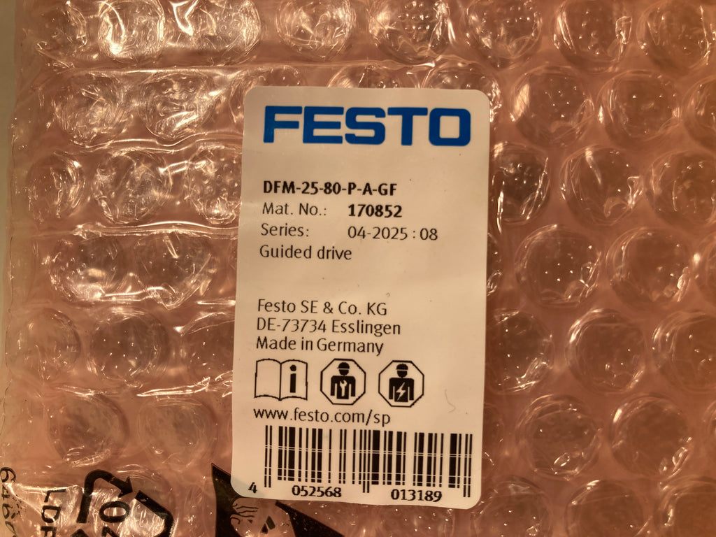 Festo DFM-25-80-P-A-GF guided drive cylinder 25mm bore 80mm stroke pneumatic
