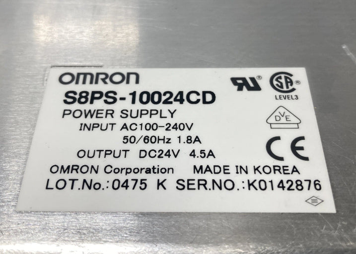 Omron S8PS-10024C 4.5A 24VDC 240VAC 100W Switching Power Supply