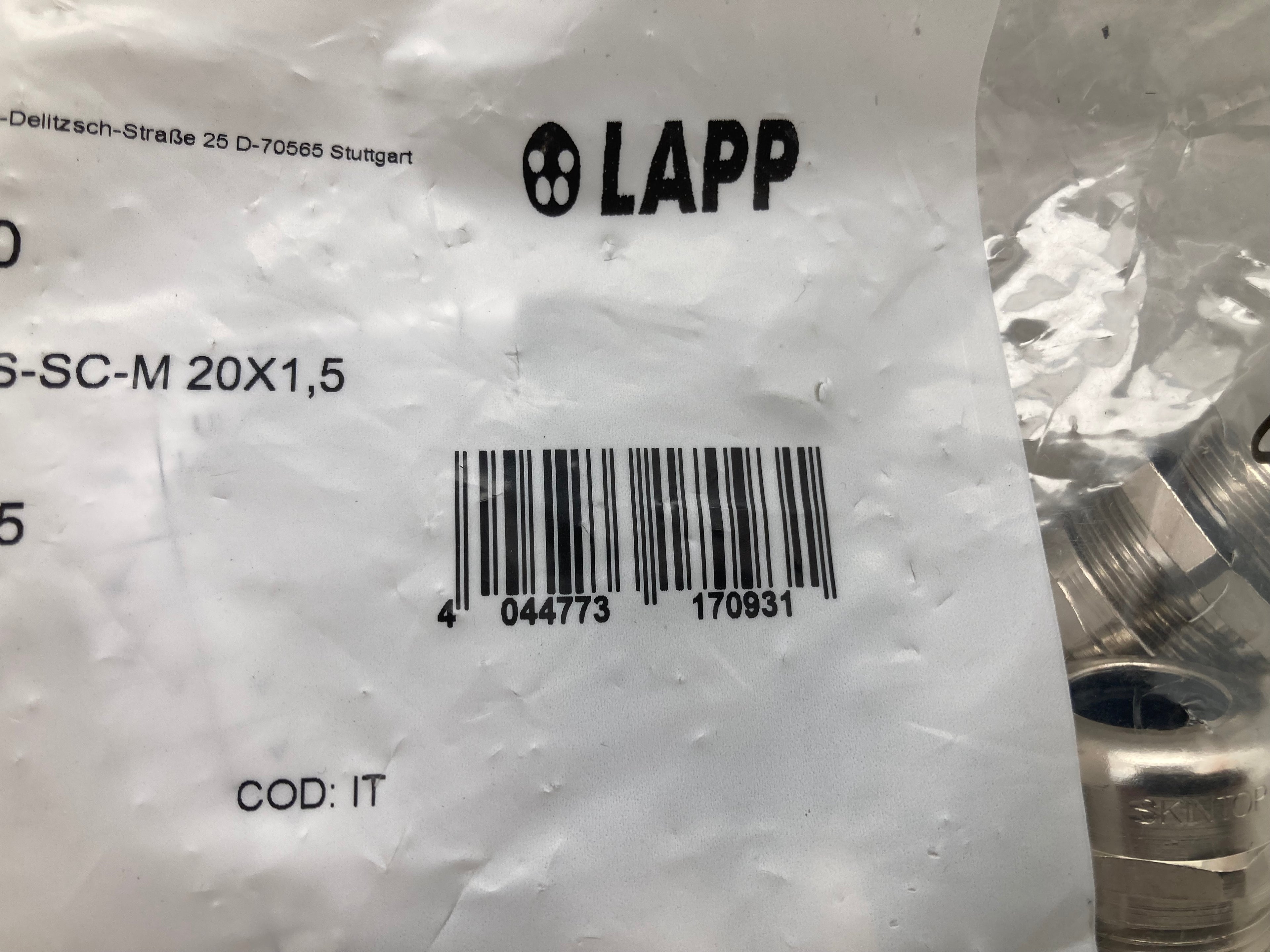 LAPP SKINTOP MS-SC-M 20x1,5 Cable Glands - 25 stk. nikkelbelagt messing kabelforskruninger
