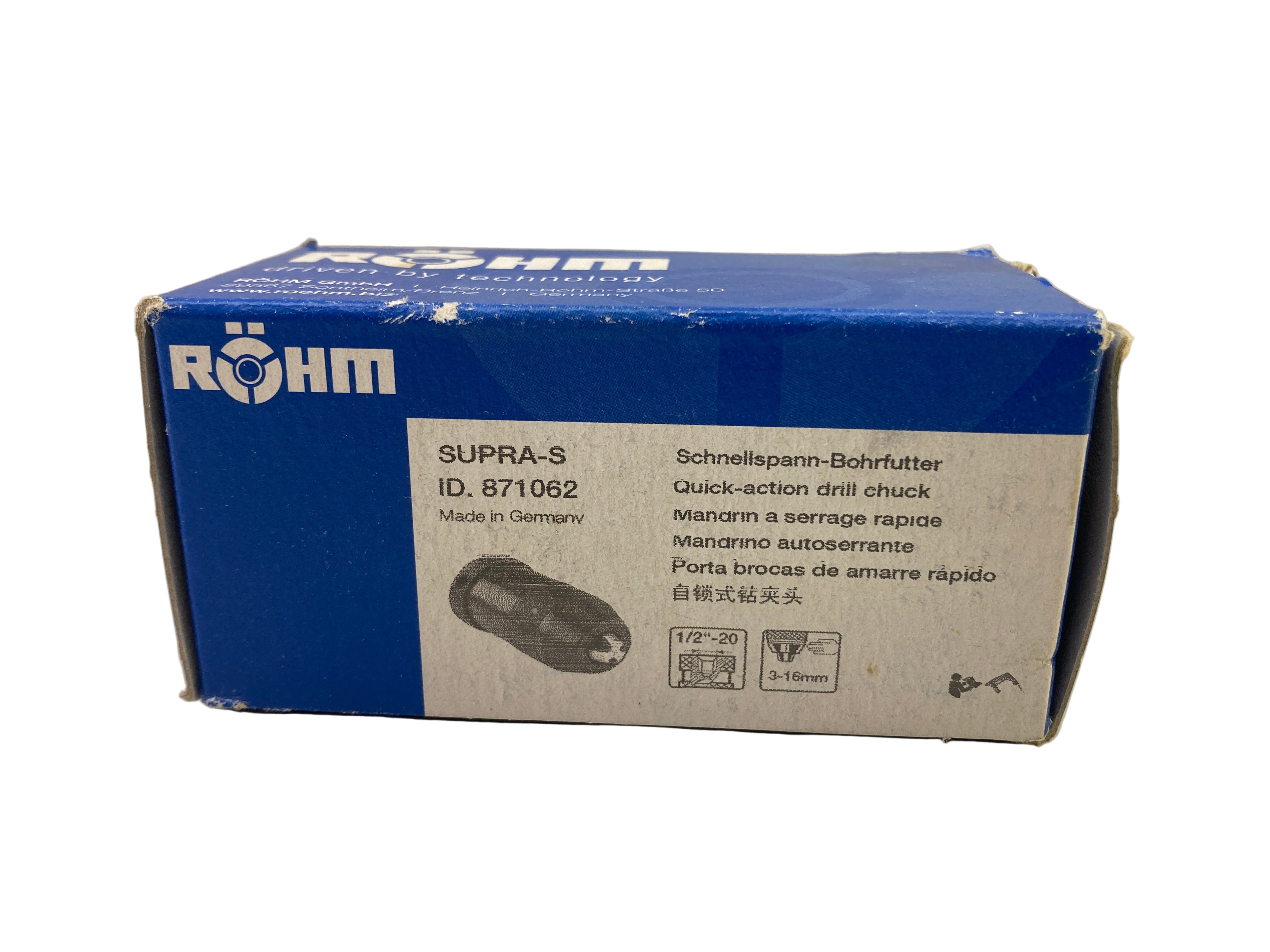 Röhm SUPRA-S 871062 drill chuck 1/2-20 thread 3-16mm professional
