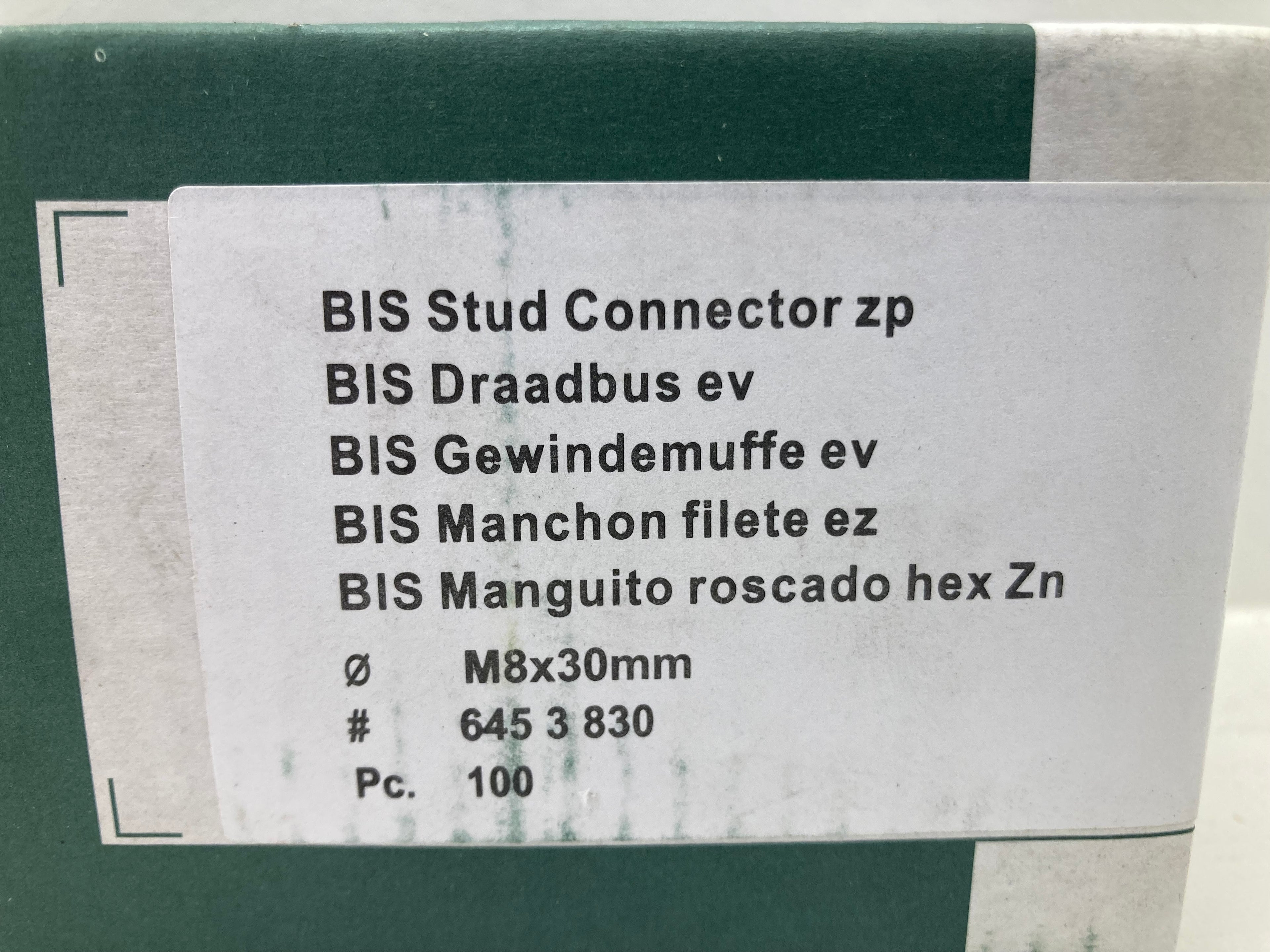 Walraven BIS Stud Connector M8x30 Hex Zn - 100 pcs. (New)