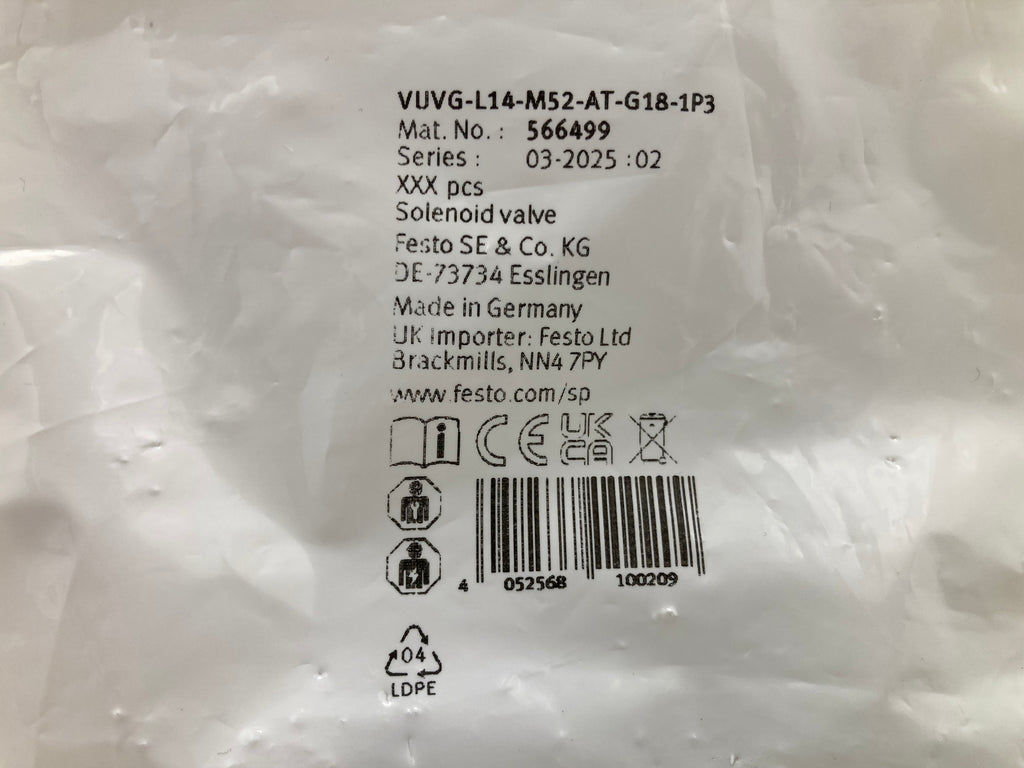 Festo VUVG-L14-M52-AT-G18-1P3 solenoid valve 5/3-way 24VDC

