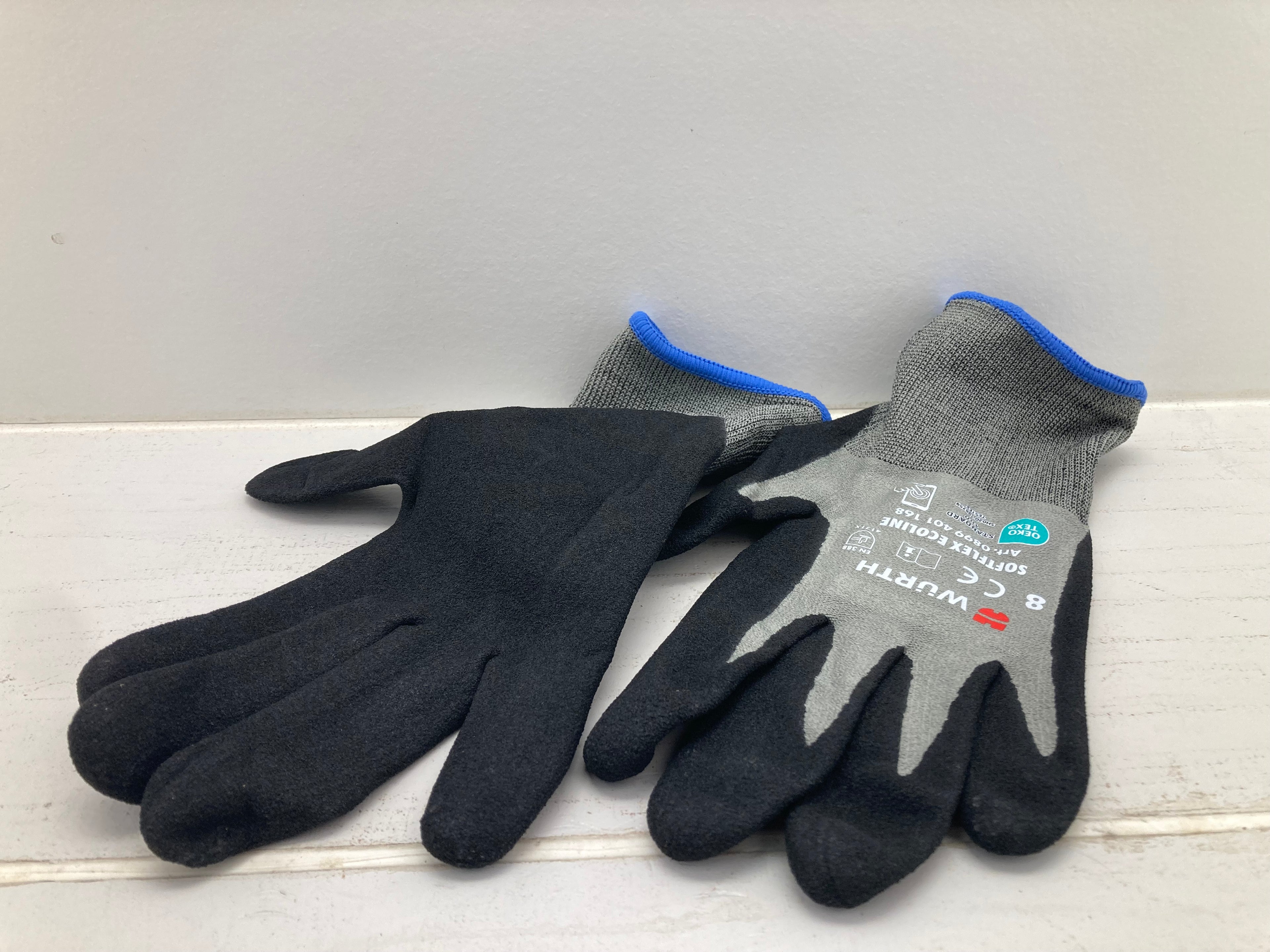 Würth Softflex Ecoline protective gloves size 8 grey knitted with black latex coating OEKO-TEX certified 12 pairs

