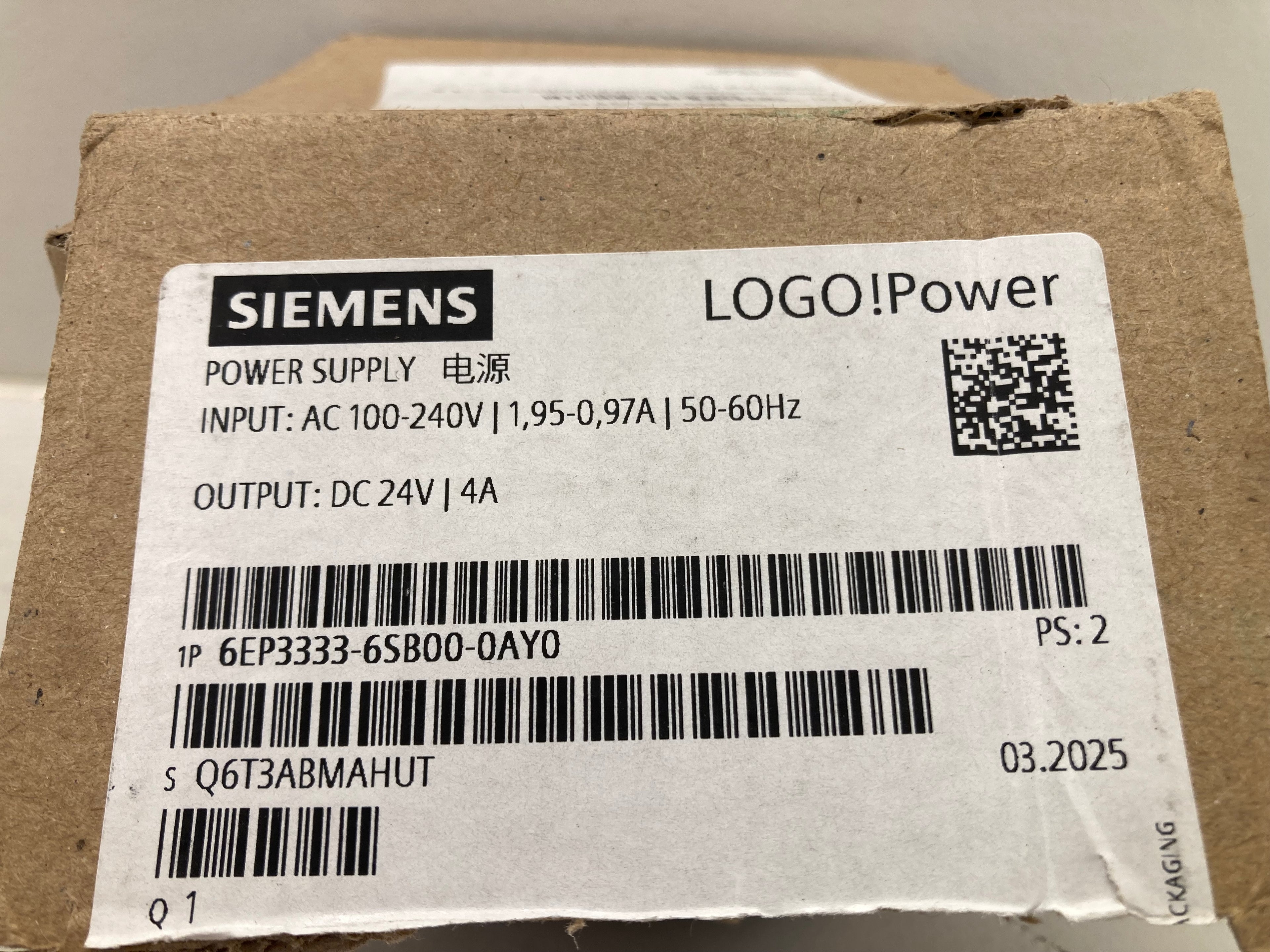 Siemens LOGO!Power 24V 4A Power Supply 6EP3333-6SB00-0AY0 - 96W strømforsyning
