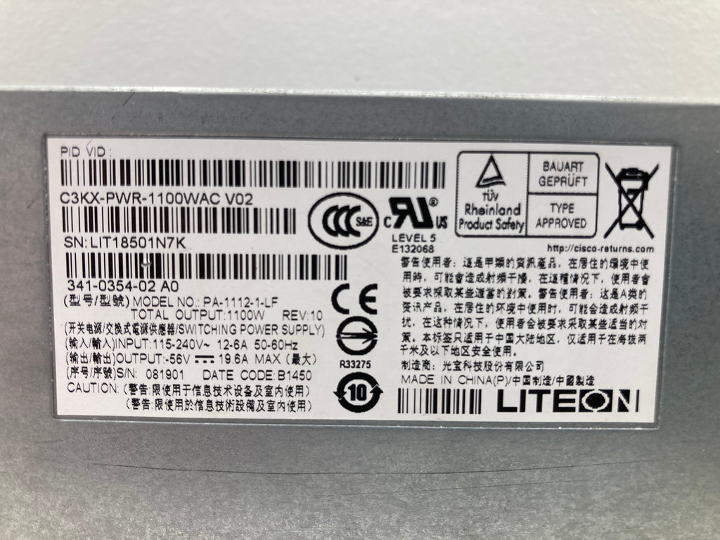 Cisco C3KX-PWR-1100WAC Switching Power Supply 1100W (New)