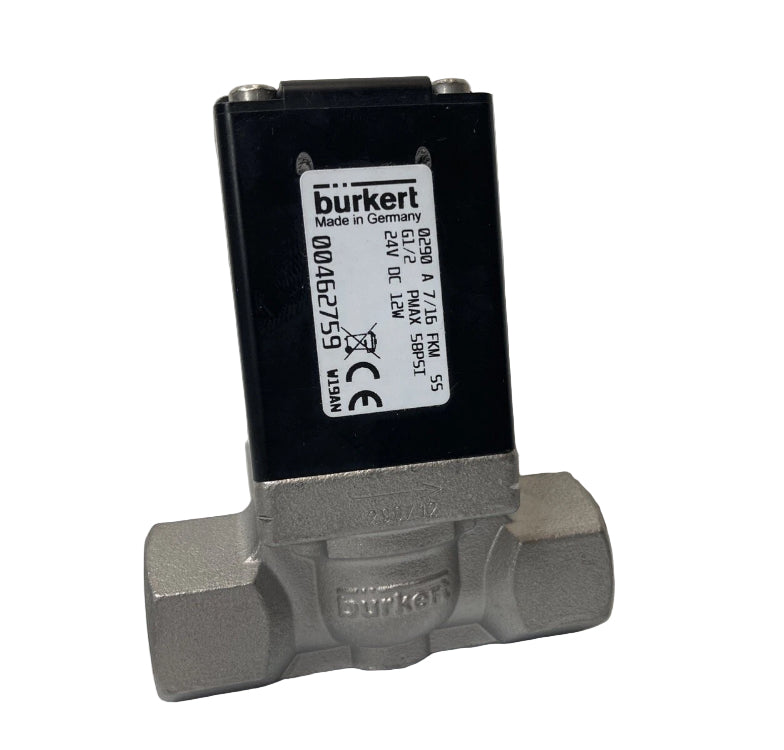 Burkert 0290 A 7/16 FKM SS G1/2 PMAX 58psi. 24V DC 12w. G295224.  Fast Shipping.