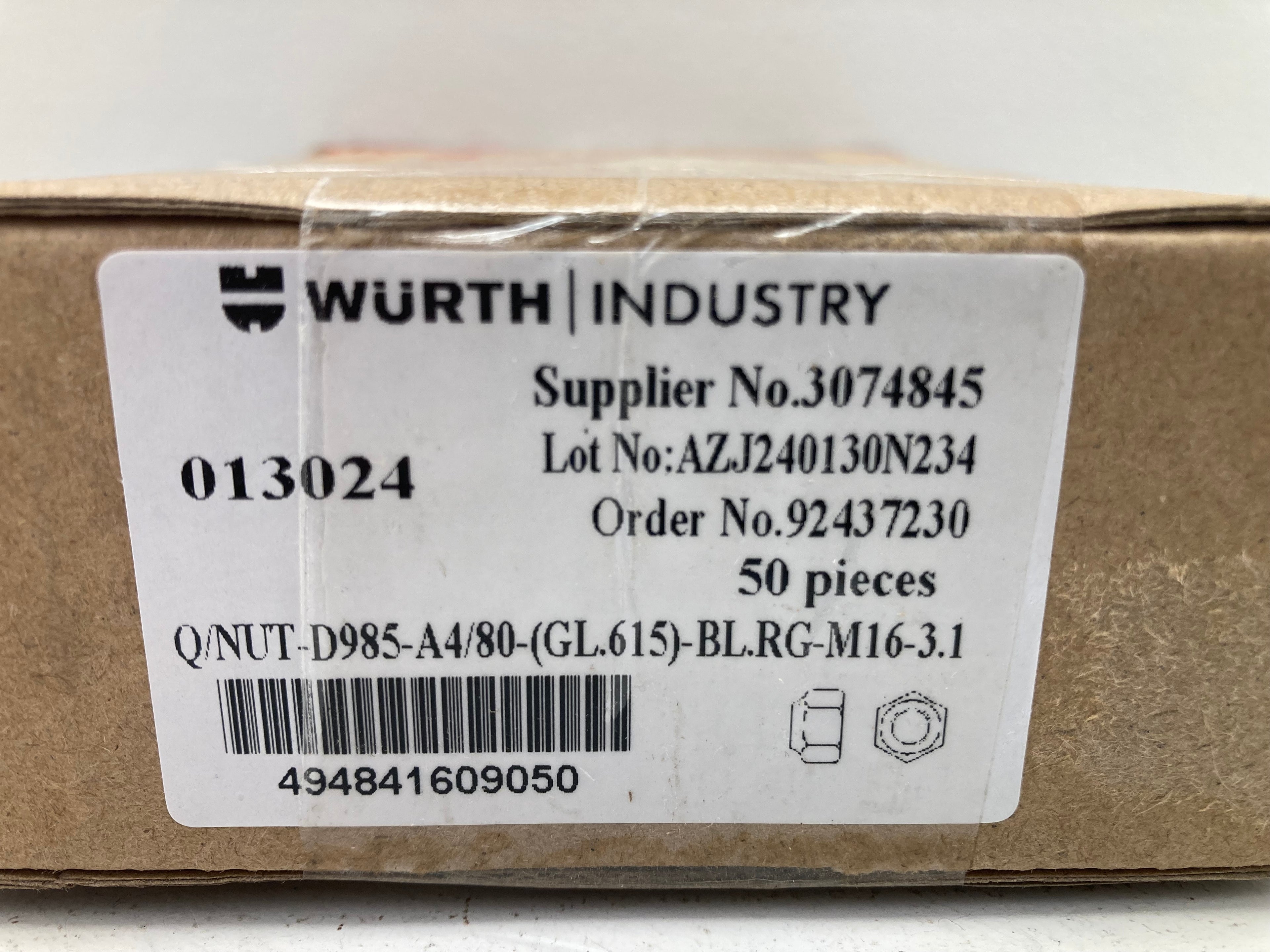 Würth Self-Locking Nuts M16 DIN 985 A4/80 - 50 pcs. (New)