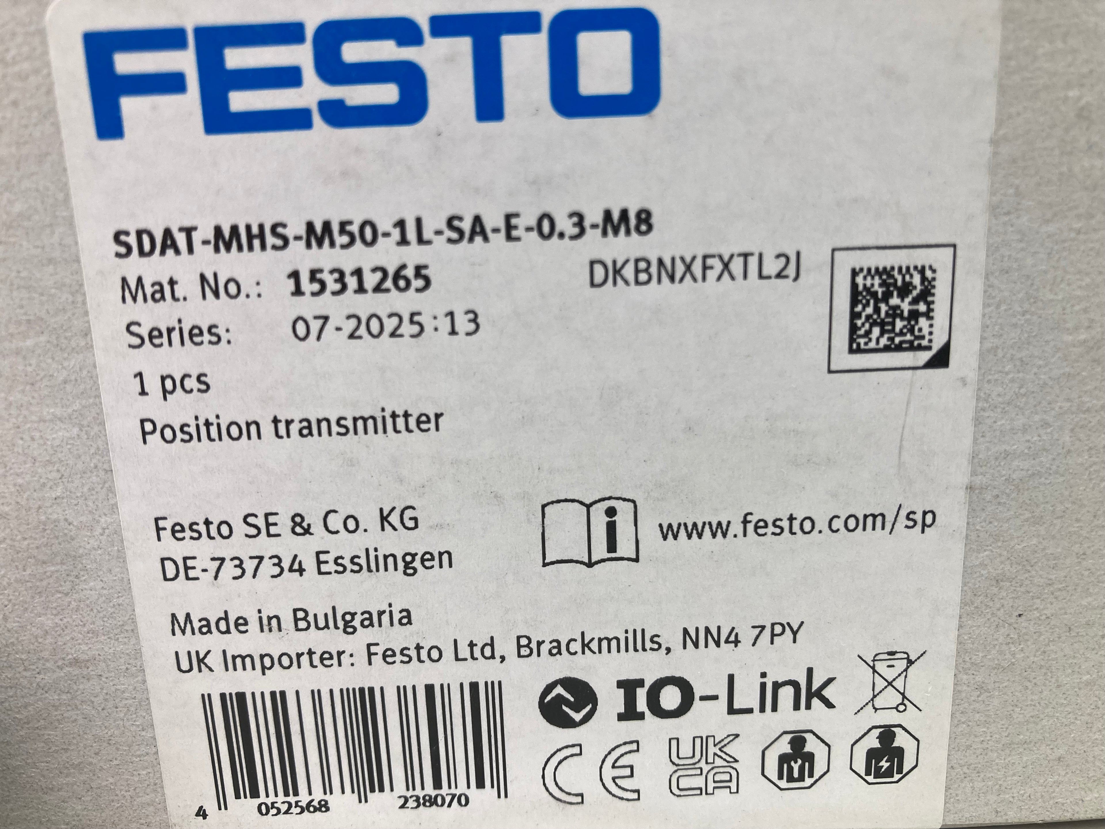 Festo SDAT-MHS-M50-1L-SA-E-0.3-M8 position transmitter IO-Link
