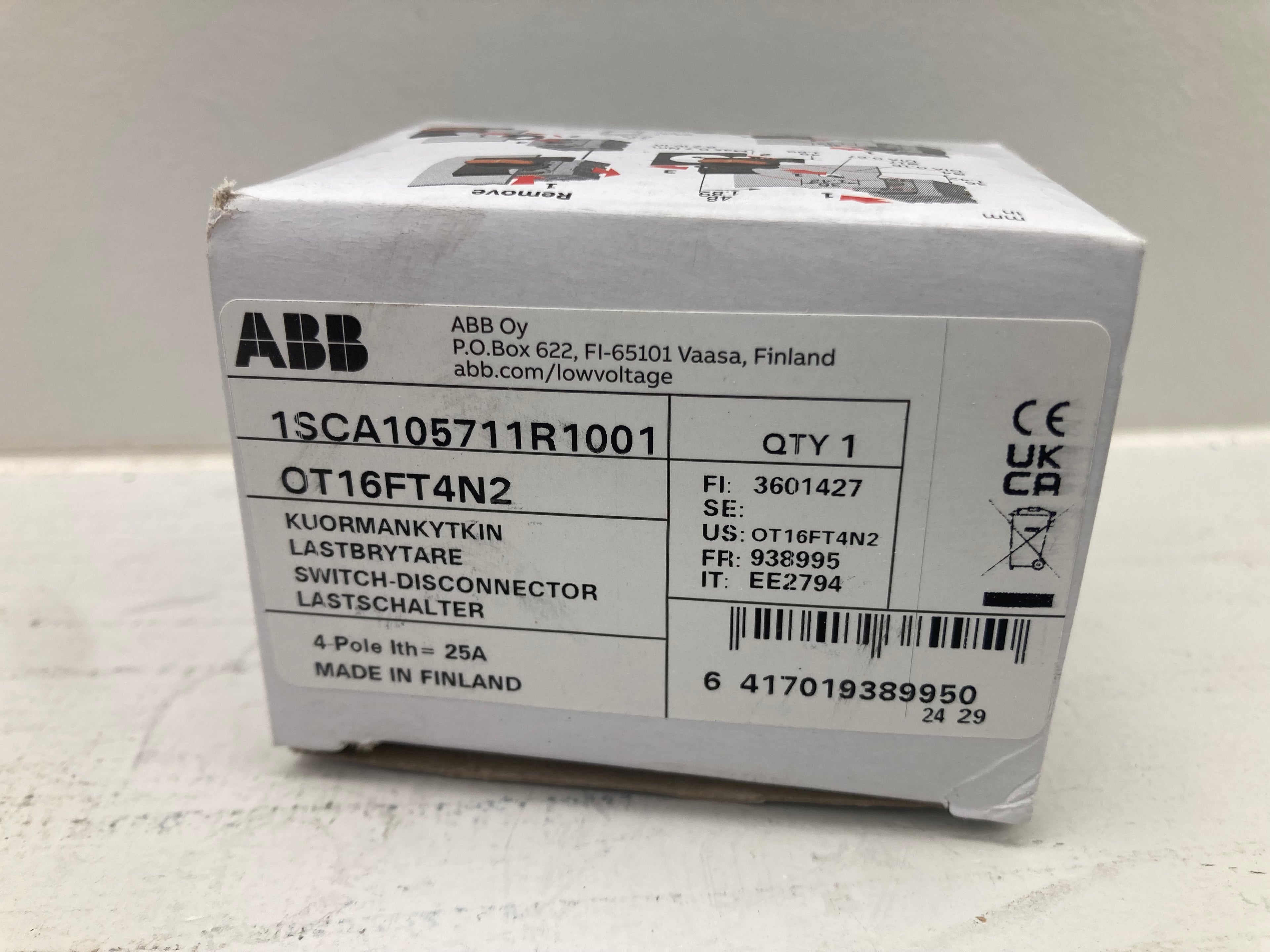 ABB OT16FT4N2 Switch-Disconnector 4-Pole 25A 1SCA105711R1001 - Professionel lastbrytare
