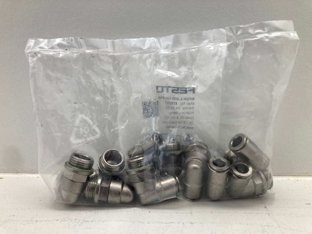 Festo NPQH-L-G38-Q8-P10 Push-in L-Fitting 578287 - 10 stk. NSF-certificerede pneumatiske vinkelfittings
