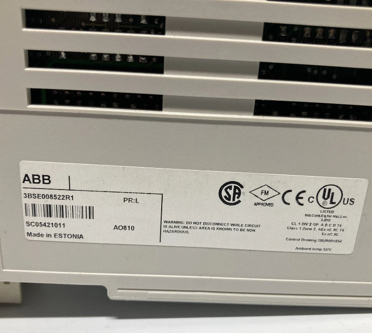 ABB AO810 3BSE008522R1 Power PLC Module / 3BSE013230R1 TU810V1