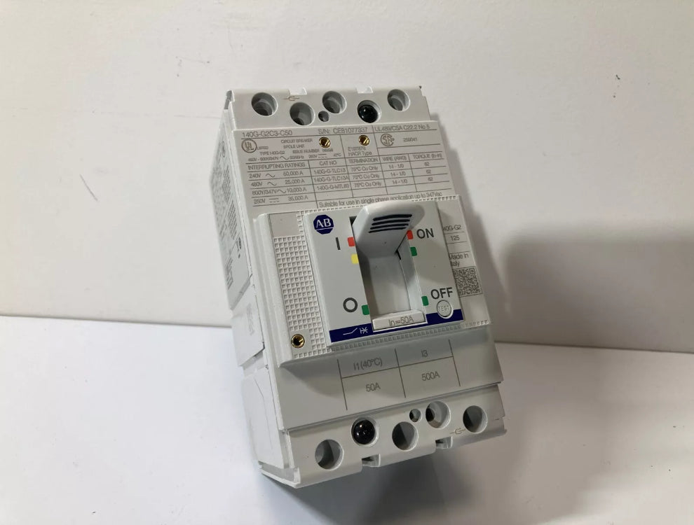 Allen-Bradley 140G-G2C3-C50 circuit breaker 50A 3-pole 480V for industrial electrical panels
