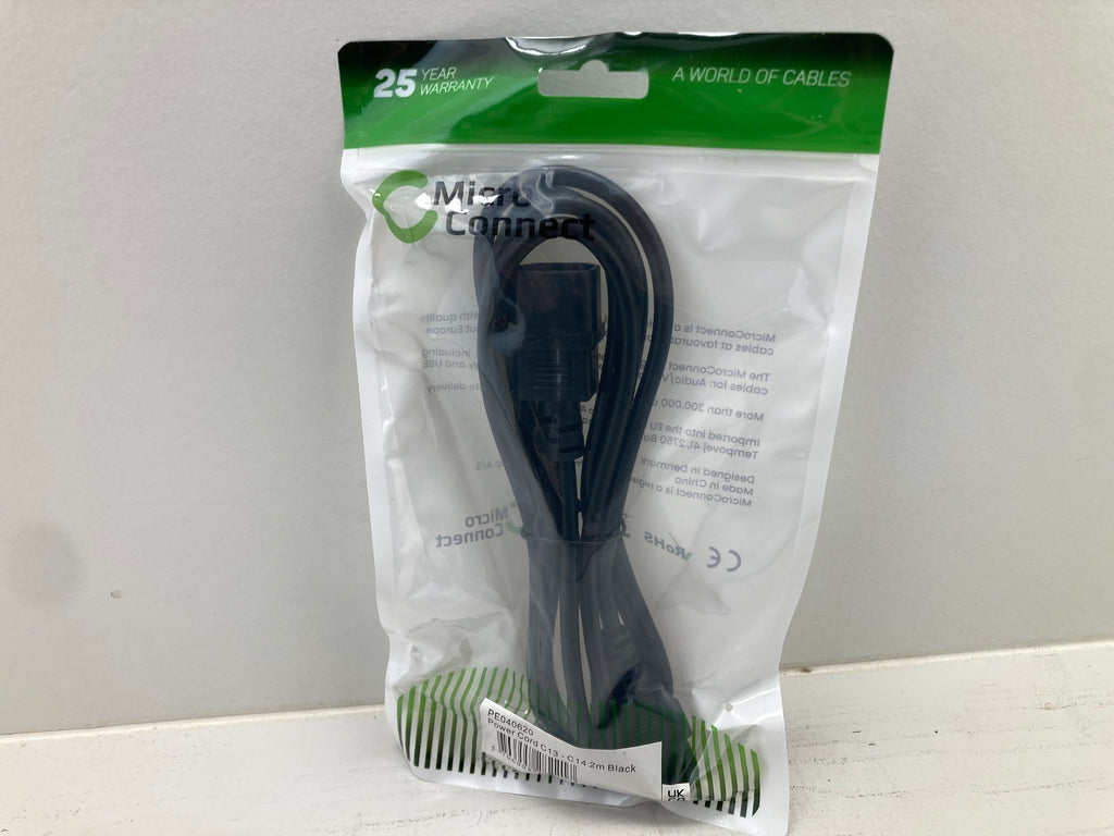 Micro Connect PE040620 power cord C13-C14 2m black IEC cable for IT equipment with 25 year warranty

