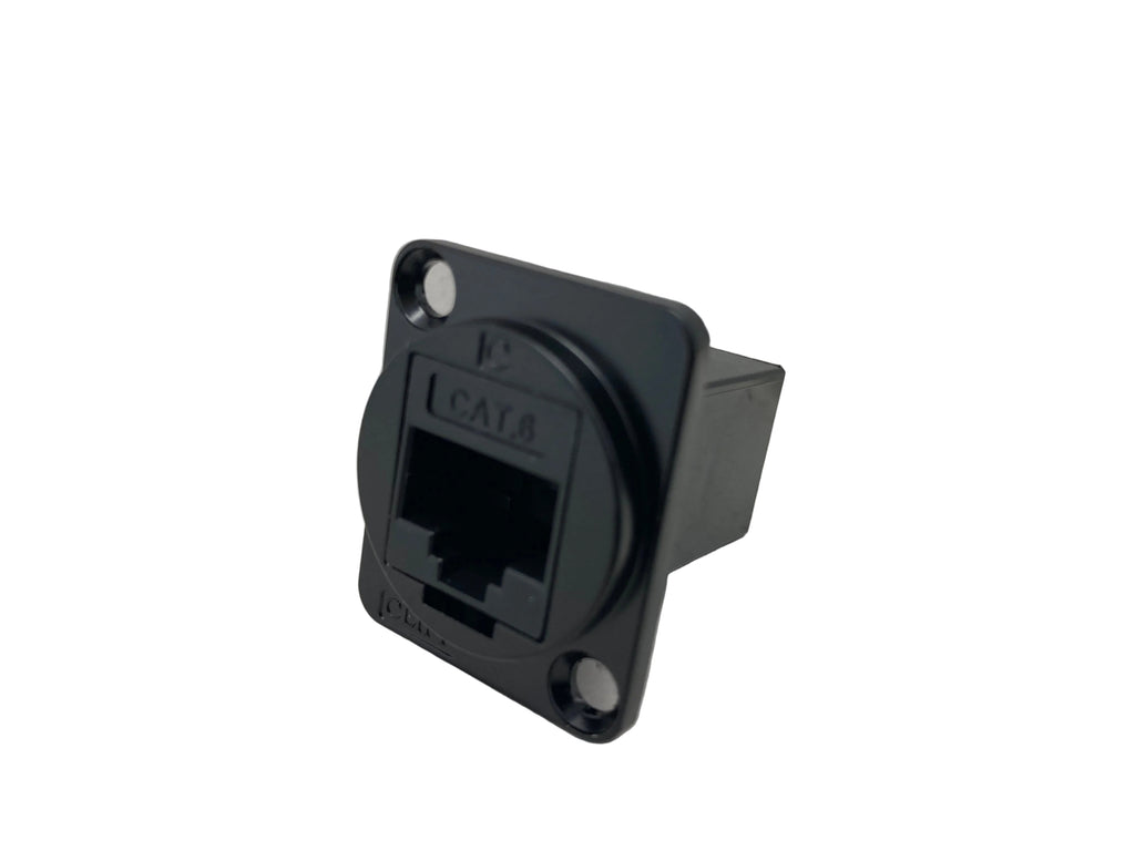 RS PRO 916-0255 RJ45 panel mount connector Cat5e shielded D-type chassis mount
