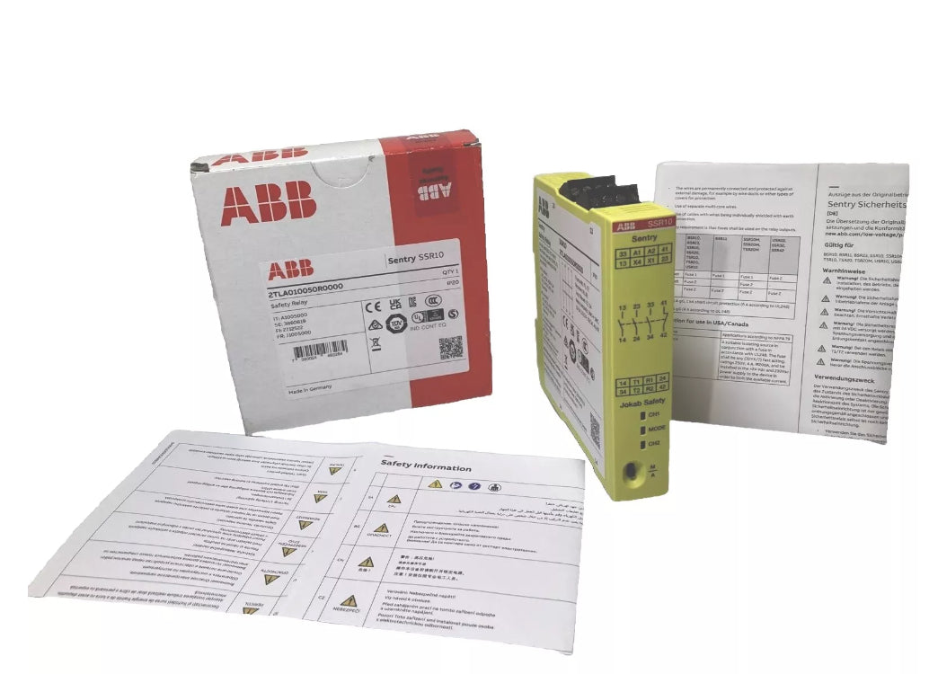 ABB 2TLA010050R0000 Sentry SSR10 safety relay 24V DC for industrial safety applications
