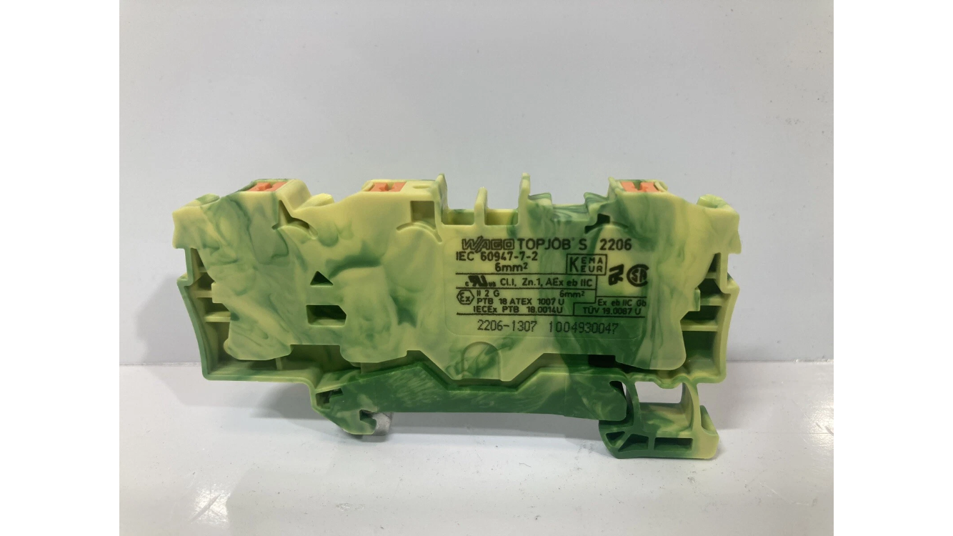 25ps. 2206-1307, WAGO, Topjob Ground Block With Push-Buttons; 3-Conductor.
