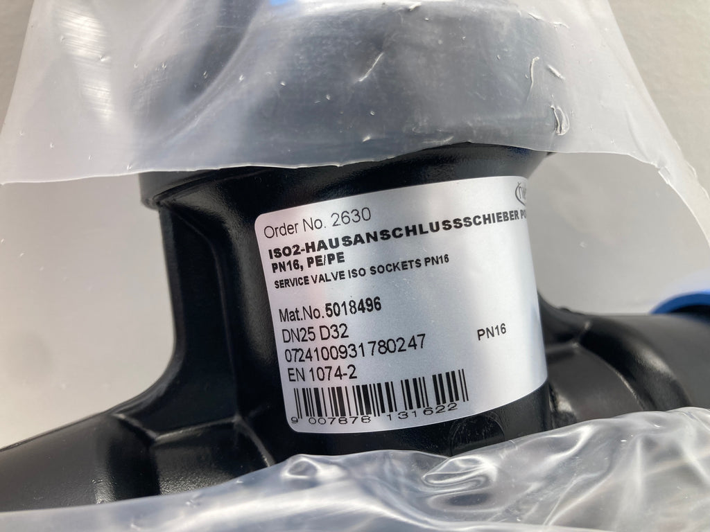 EA ISO2-Hausanschlussschieber DN25 D32 PN16 5018496 - Professional service valve for PE pipes
